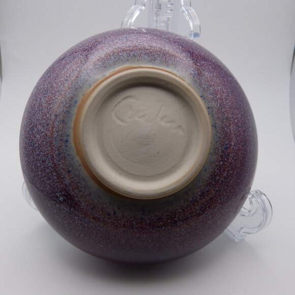 Signed Studio Pottery Bowl Two Tone Blue And Purple Glaze - Picture 2 of 8